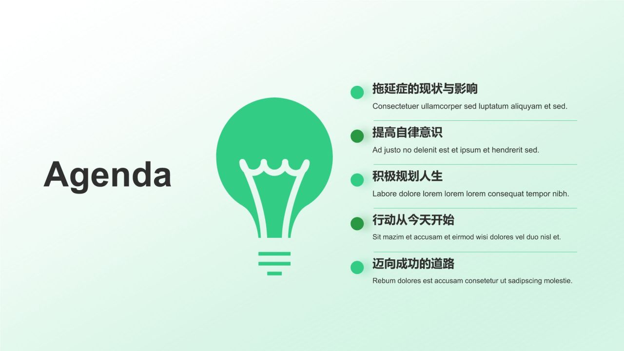 绿色小清新拒绝拖延症PPT模板