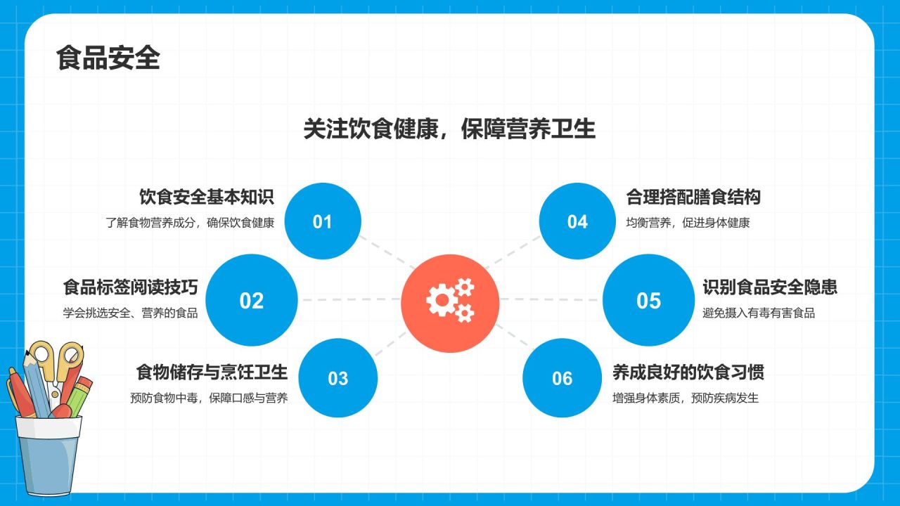 蓝色插画风开学第一课PPT模板