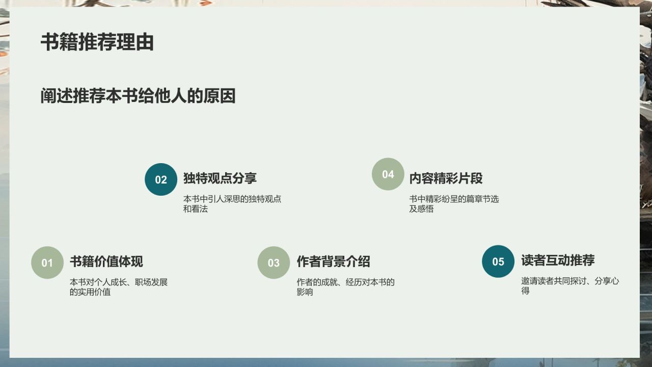 浅灰色复古风读书分享PPT模板