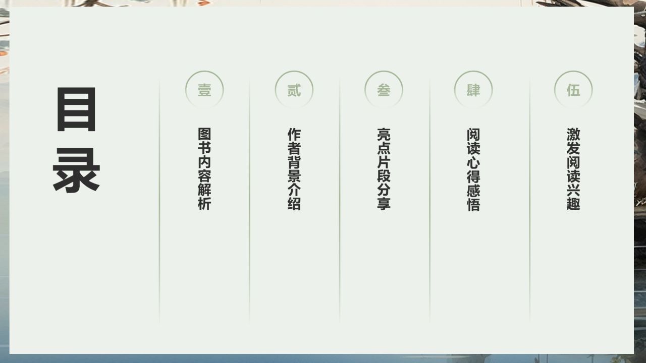 浅灰色复古风读书分享PPT模板