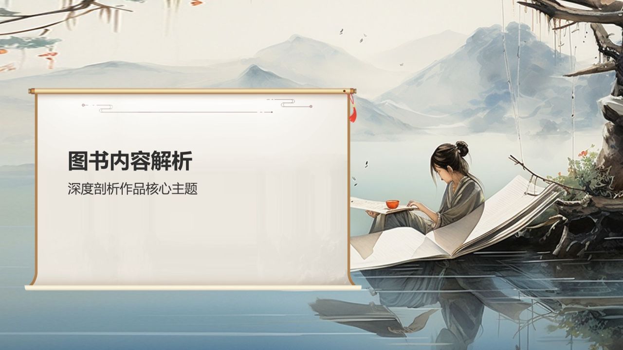 浅灰色复古风读书分享PPT模板