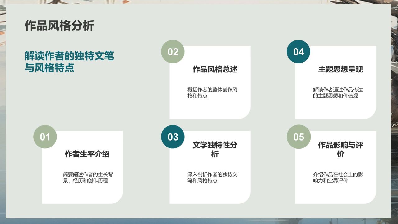 浅灰色复古风读书分享PPT模板