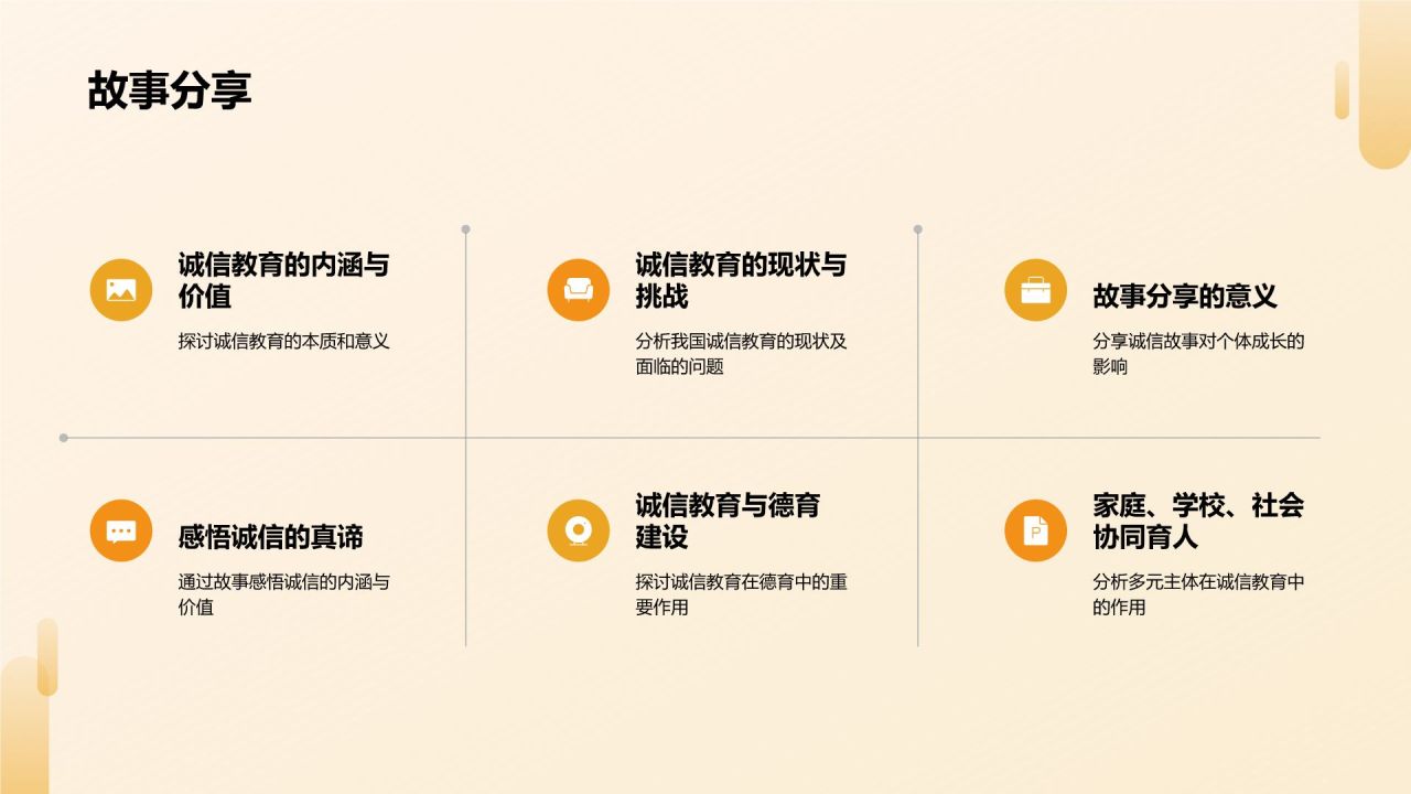 橙色卡通风诚信教育PPT模板