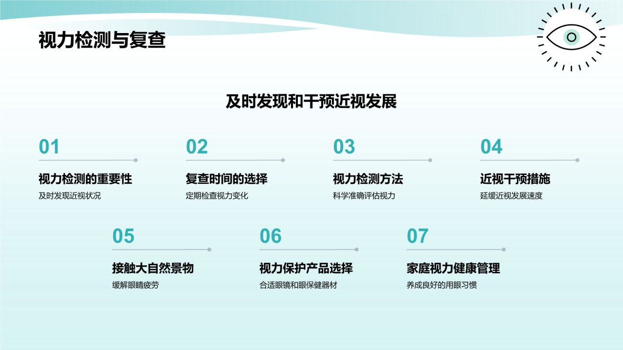蓝色小清新防近视PPT模板