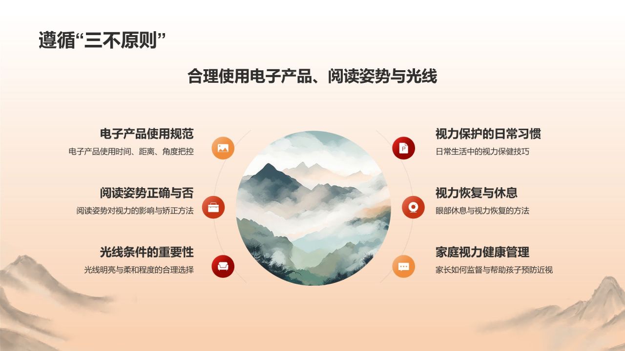 橙色复古风防近视PPT模板