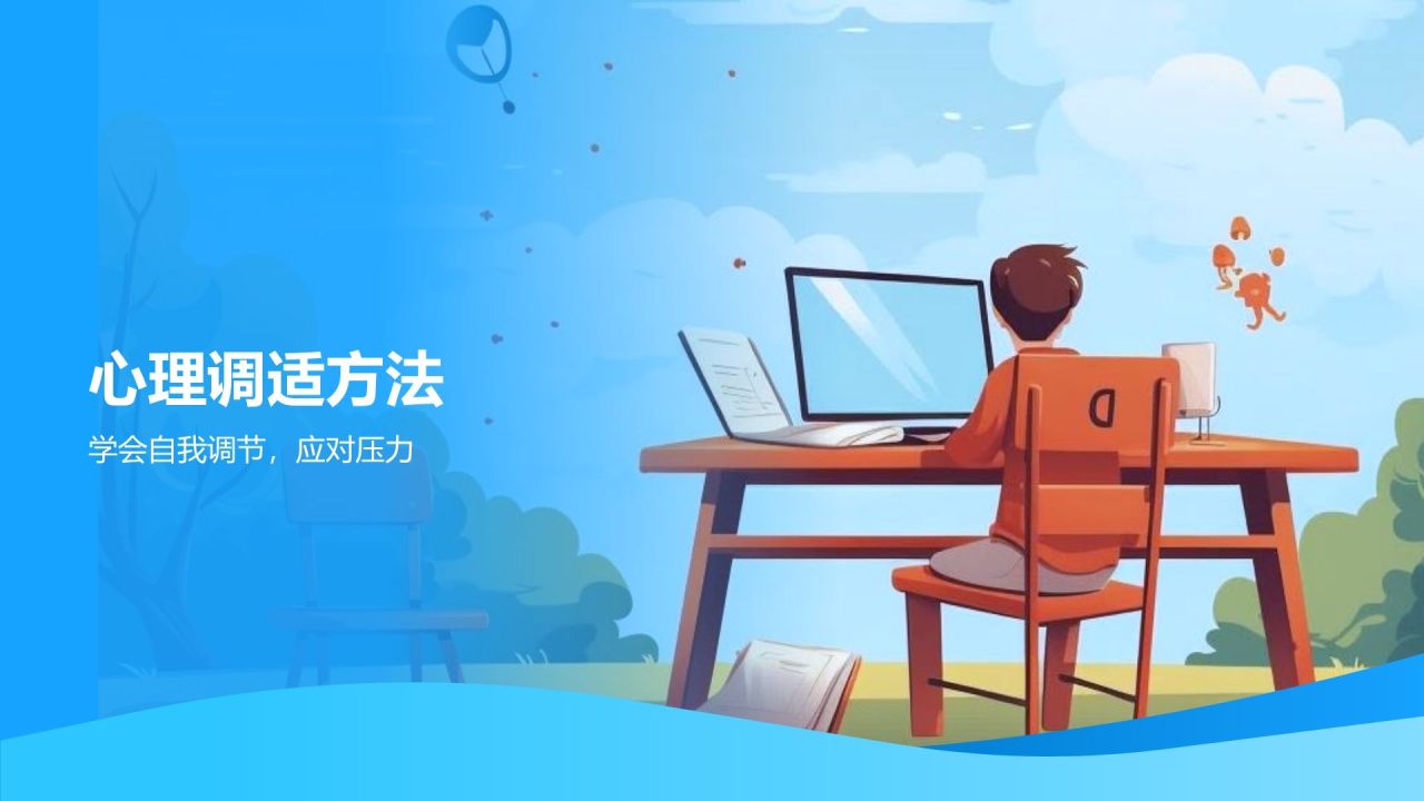 蓝色插画风大学生生心理健康PPT模板