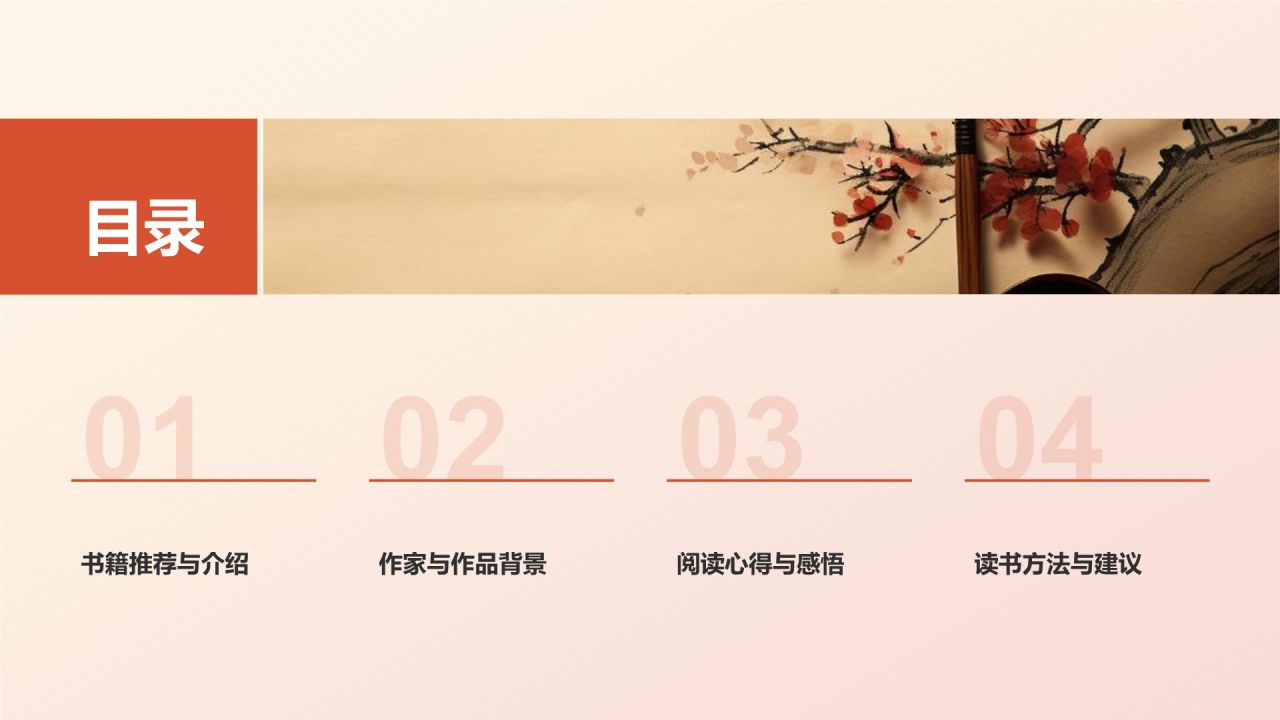 红色水墨风读书分享PPT模板