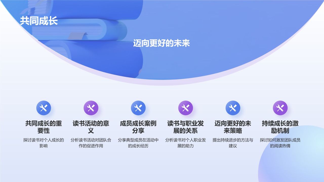 蓝色渐变风读书分享PPT模板