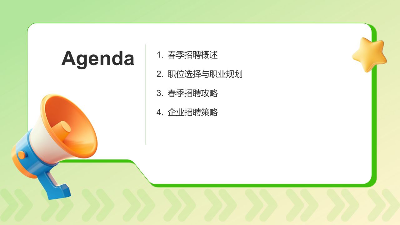 绿色3D风春季招聘PPT模板