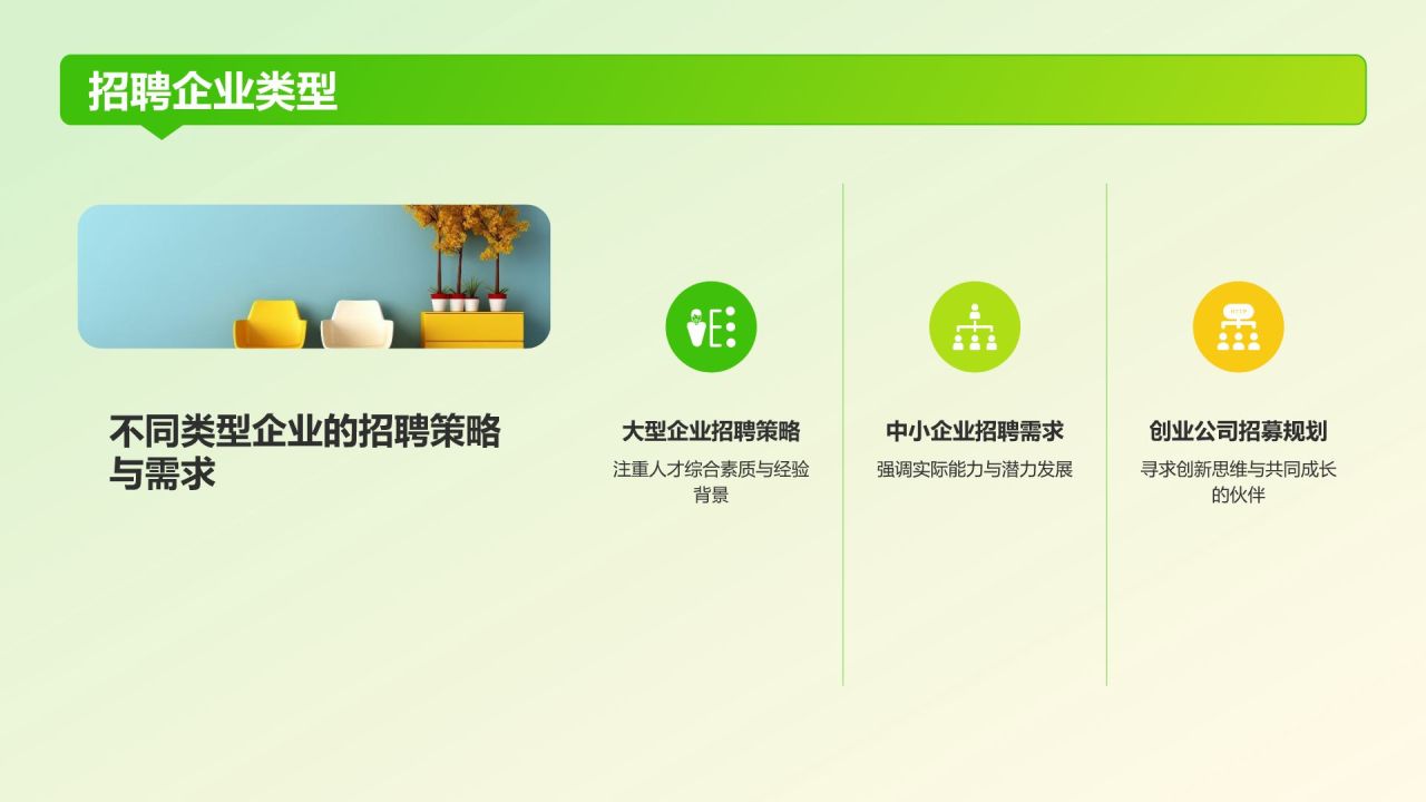 绿色3D风春季招聘PPT模板