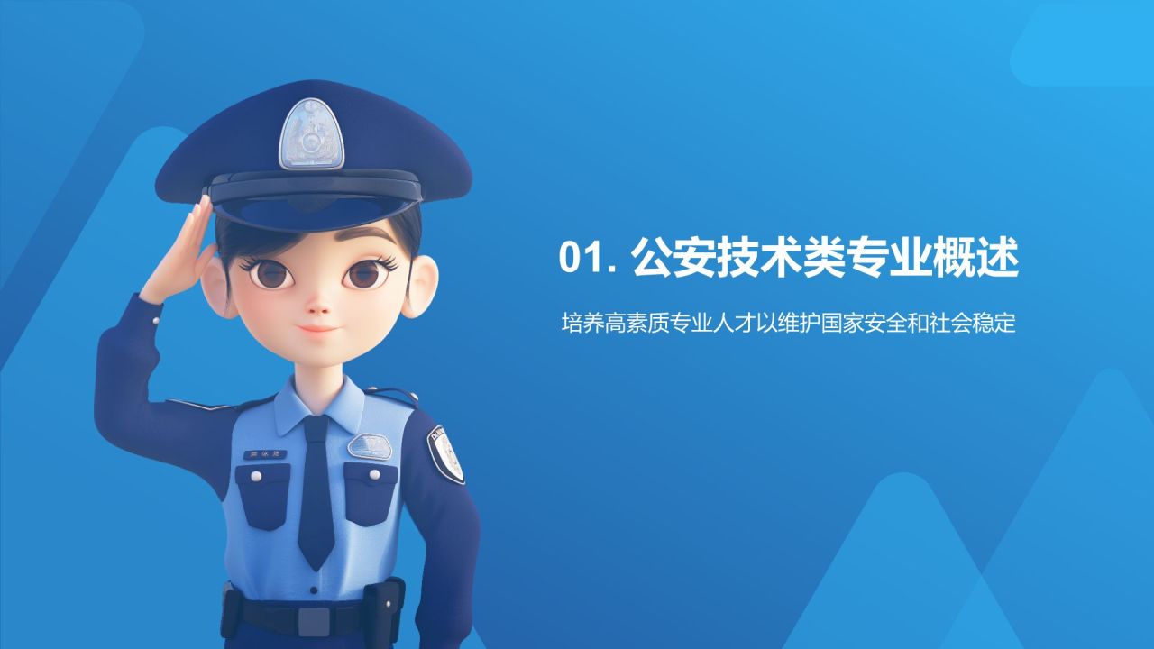 蓝色3D风公安技术类专业PPT模板