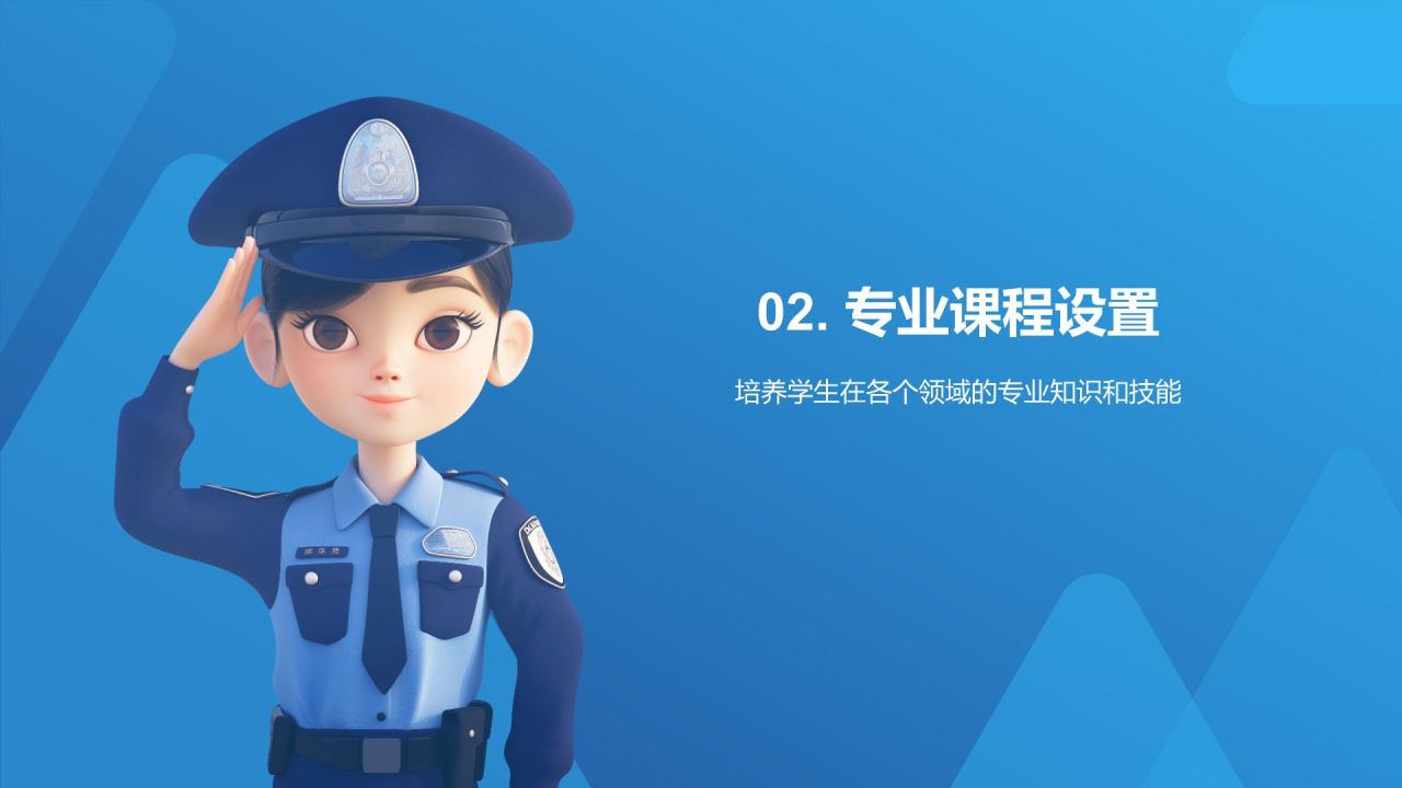 蓝色3D风公安技术类专业PPT模板