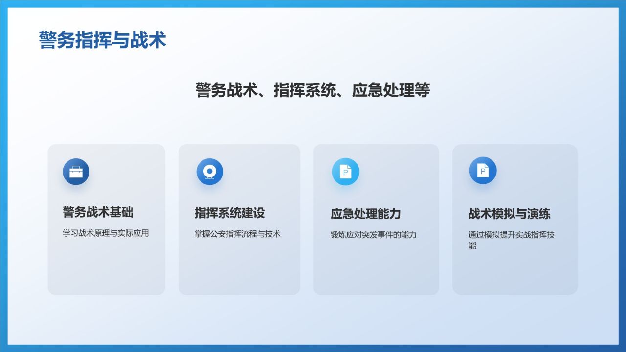 蓝色3D风公安技术类专业PPT模板