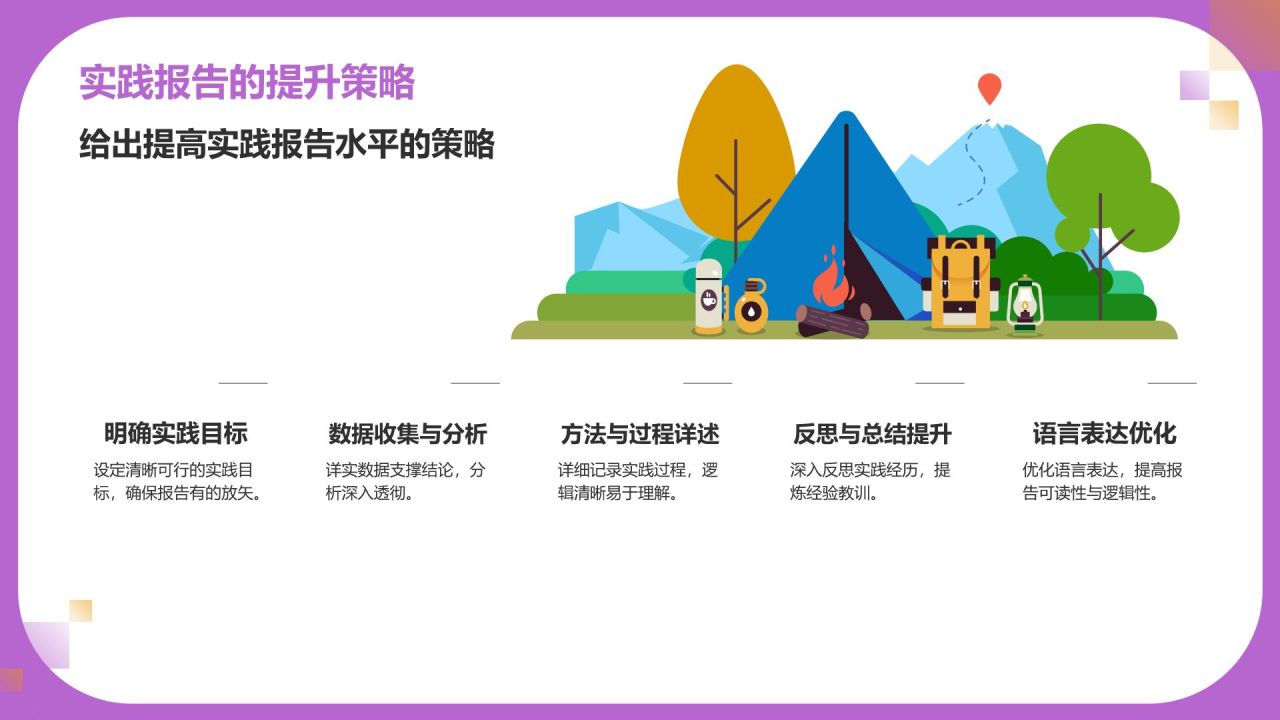 粉色几何风实践报告PPT模板
