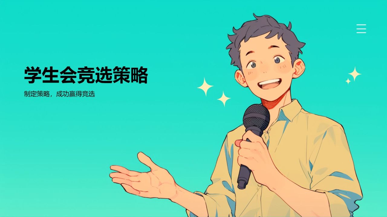 蓝色插画风学生会竞选PPT模板