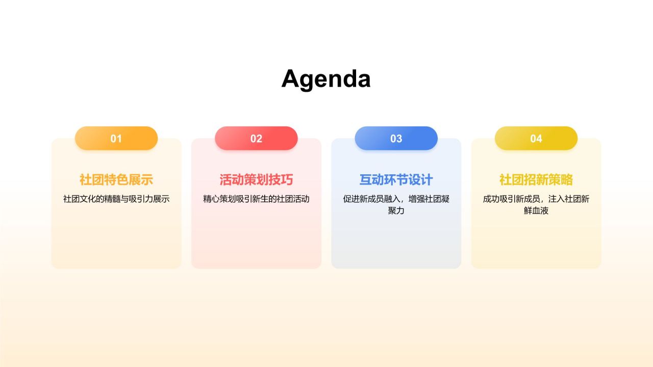 橙色卡通大学社团招新活动策划PPT模板