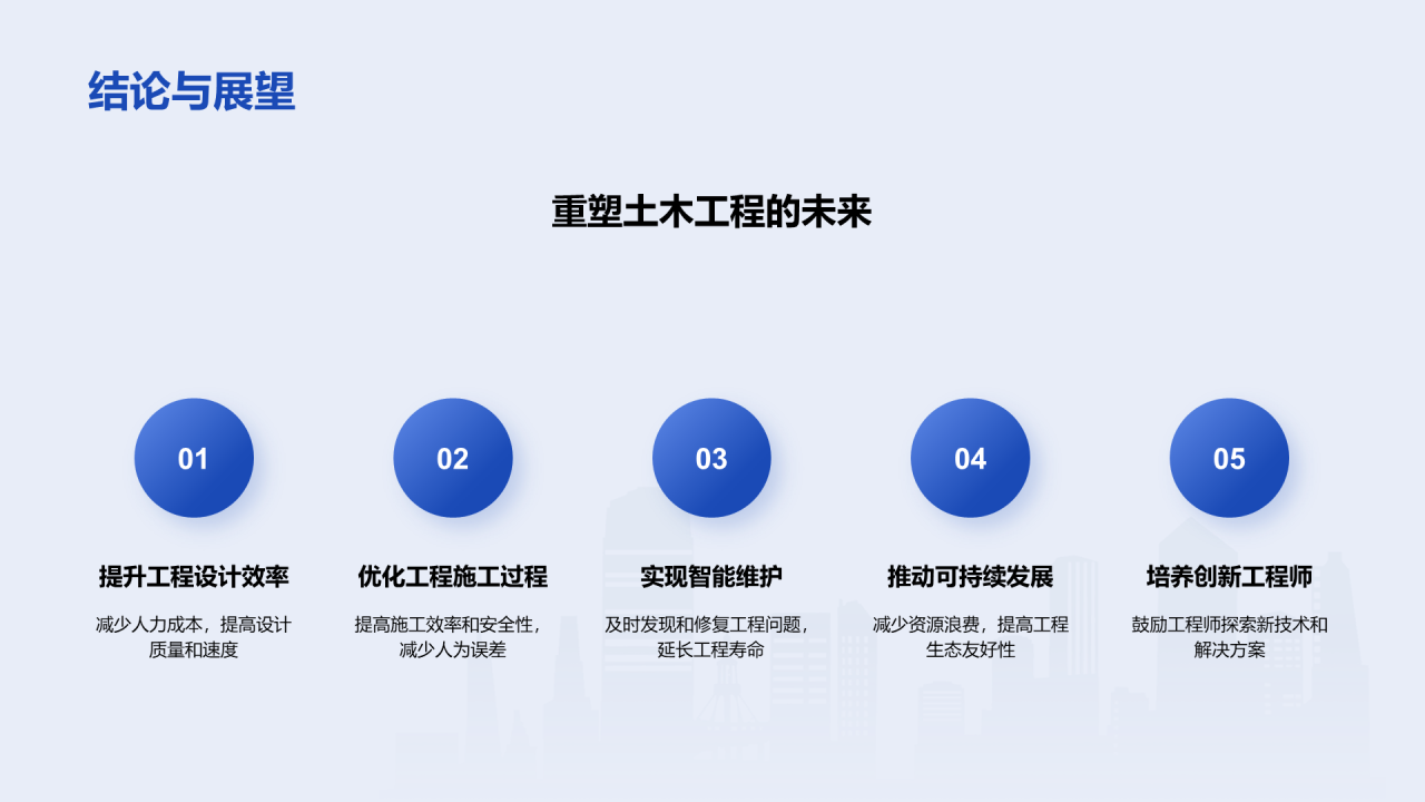 蓝色商务简约土木工程毕业答辩PPT模板