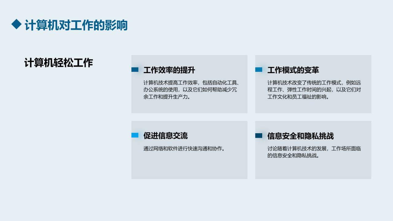 蓝色科技计算机基础培训课件PPT模板