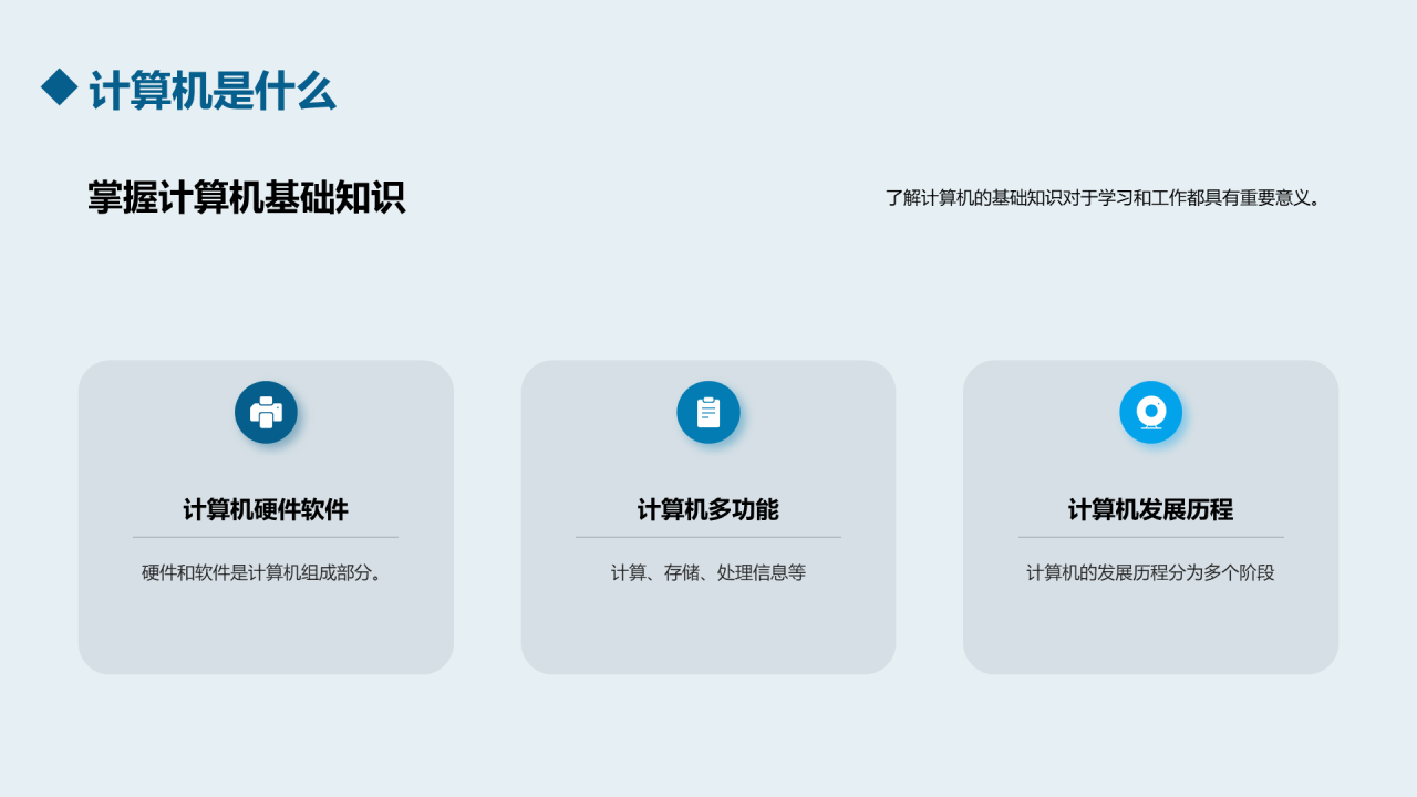 蓝色科技计算机基础培训课件PPT模板