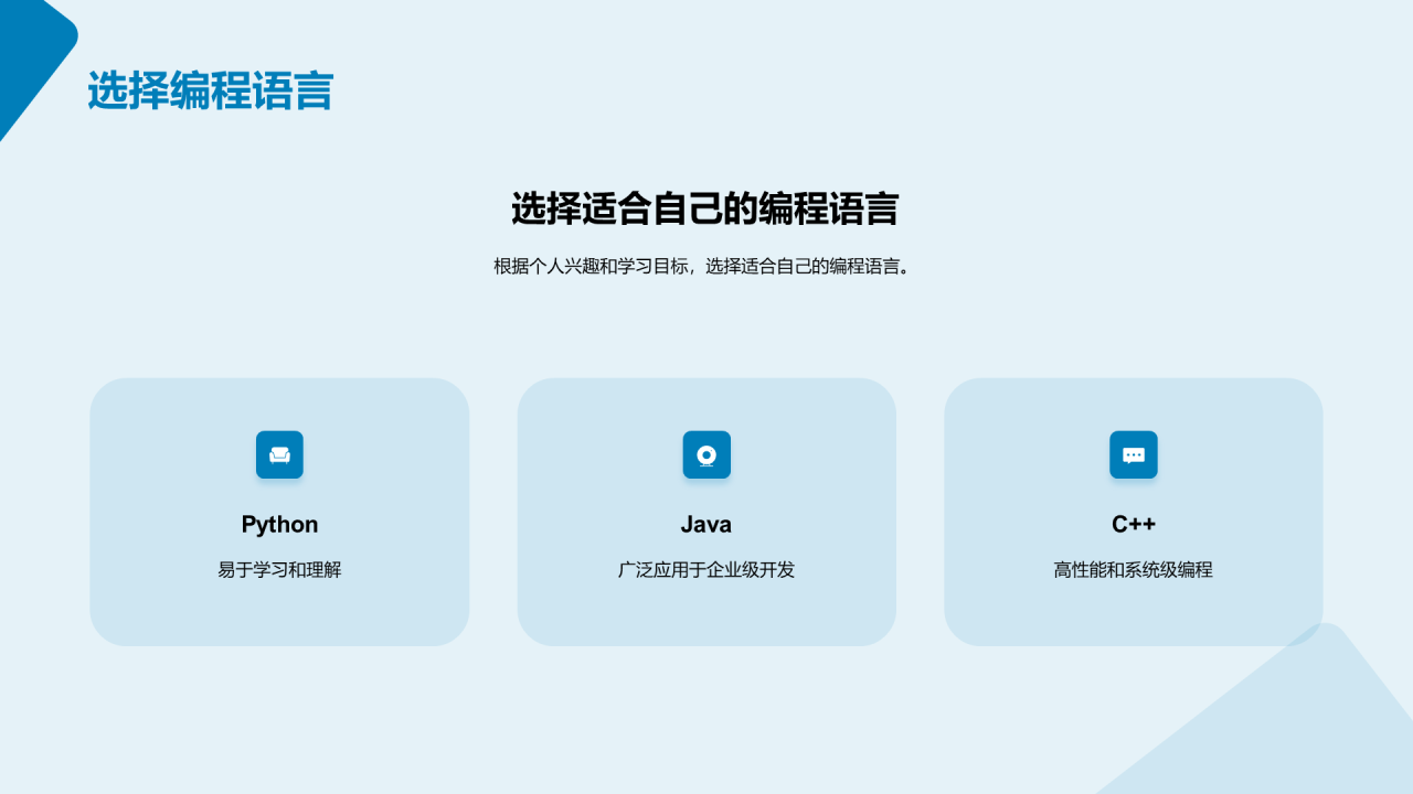 蓝色科技计算机编程入门培训课件PPT模板