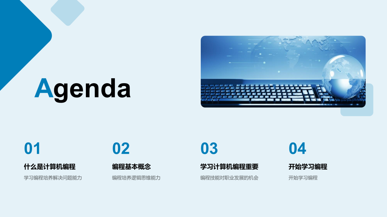 蓝色科技计算机编程入门培训课件PPT模板