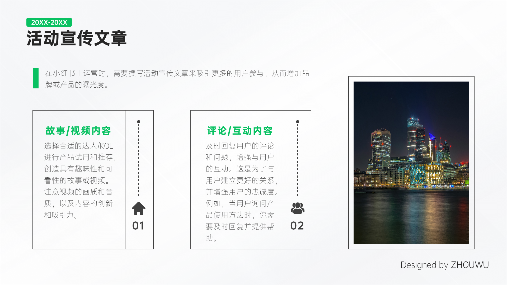 绿色小红书账号运营推广简约PPT模板