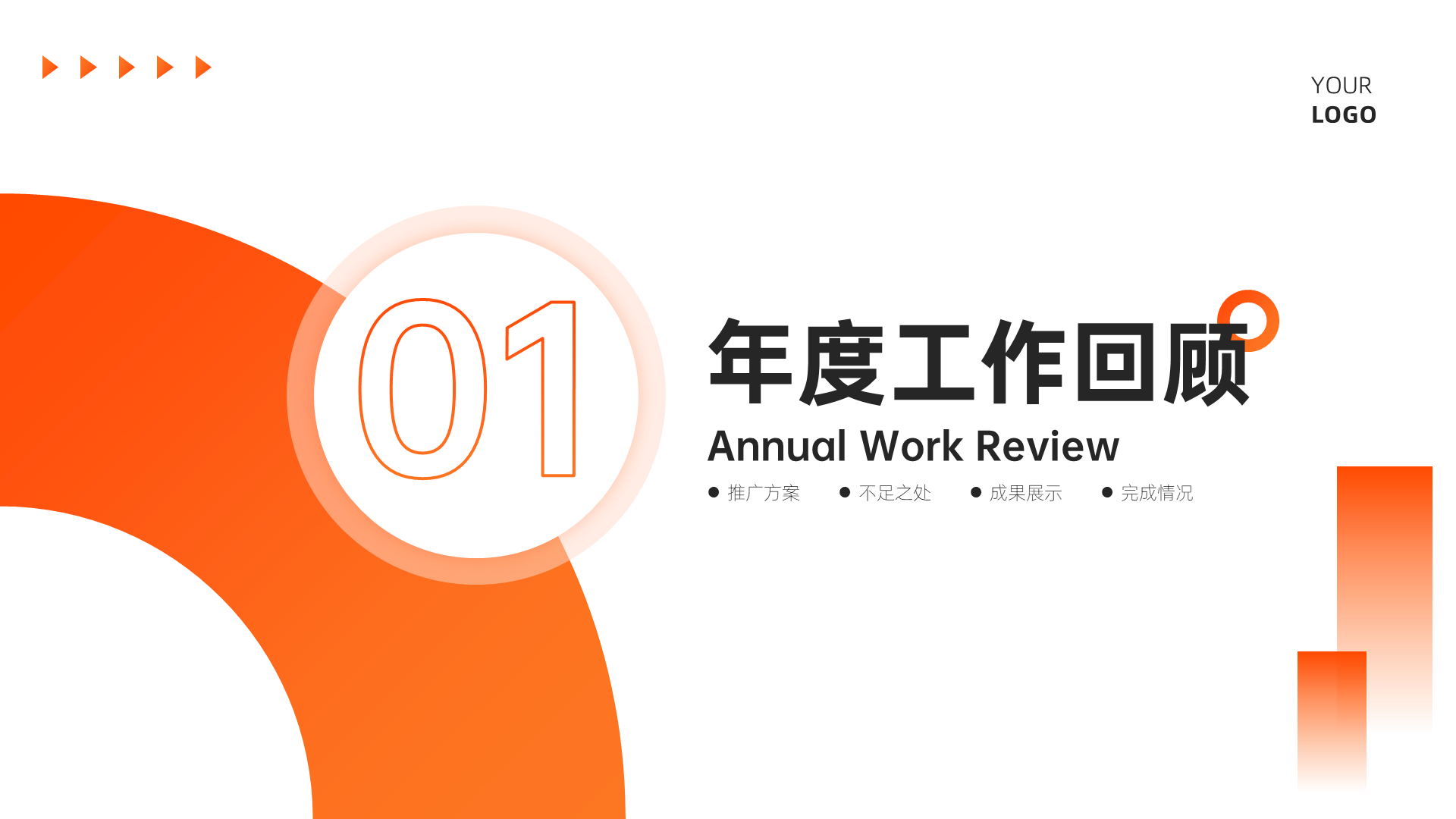 橙色商务风简约总结汇报PPT模板