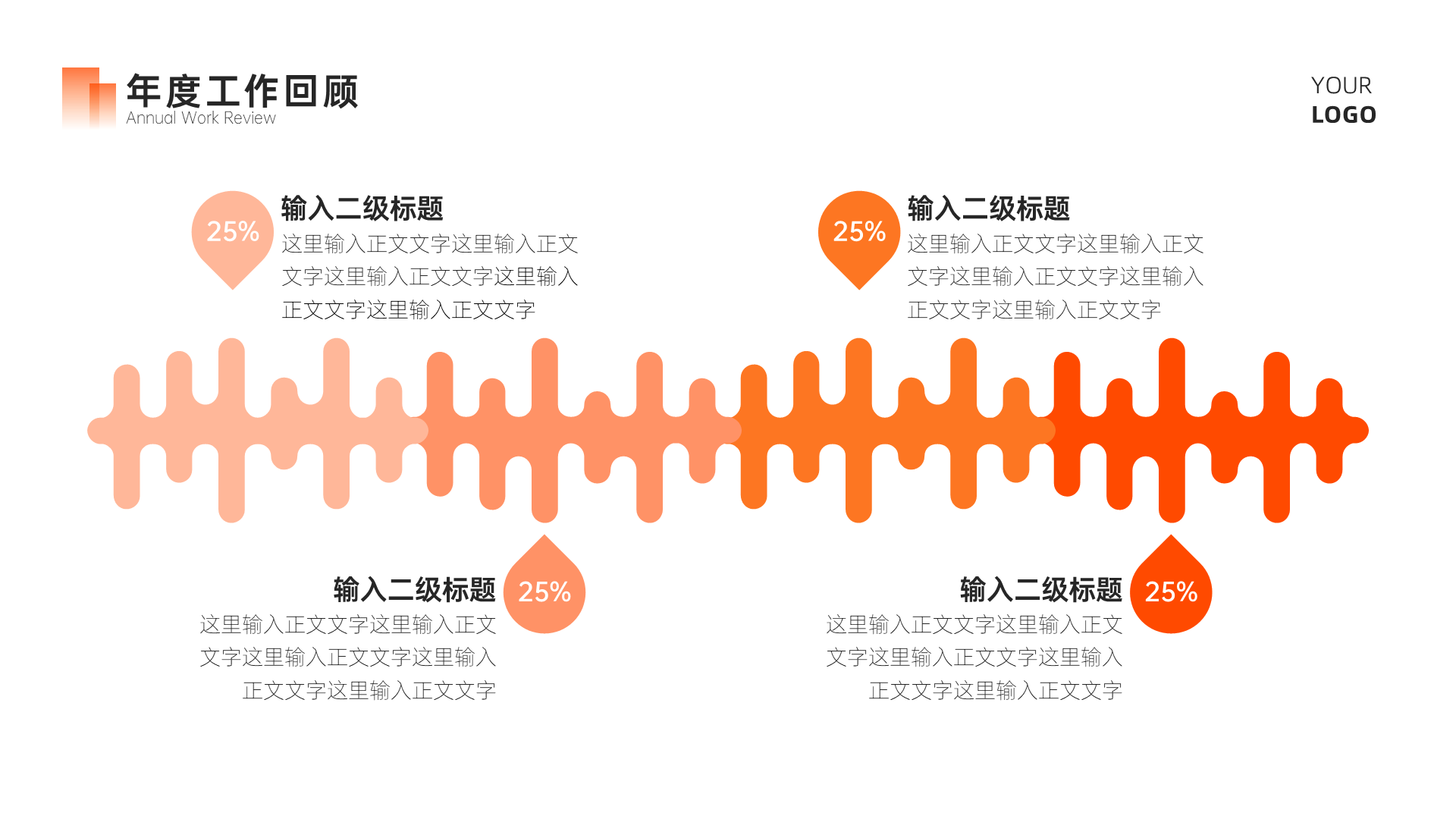 橙色商务风简约总结汇报PPT模板