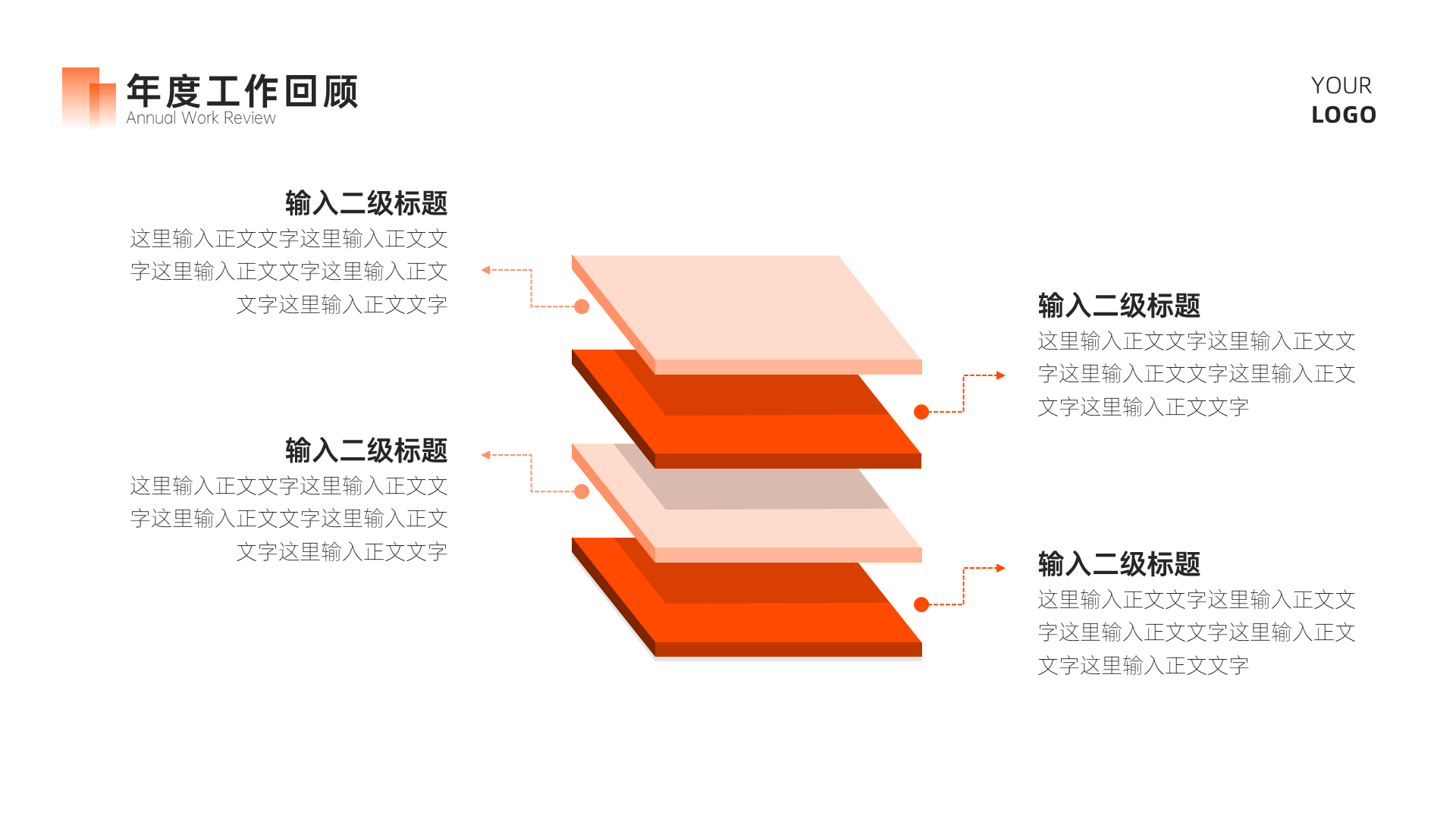 橙色商务风简约总结汇报PPT模板