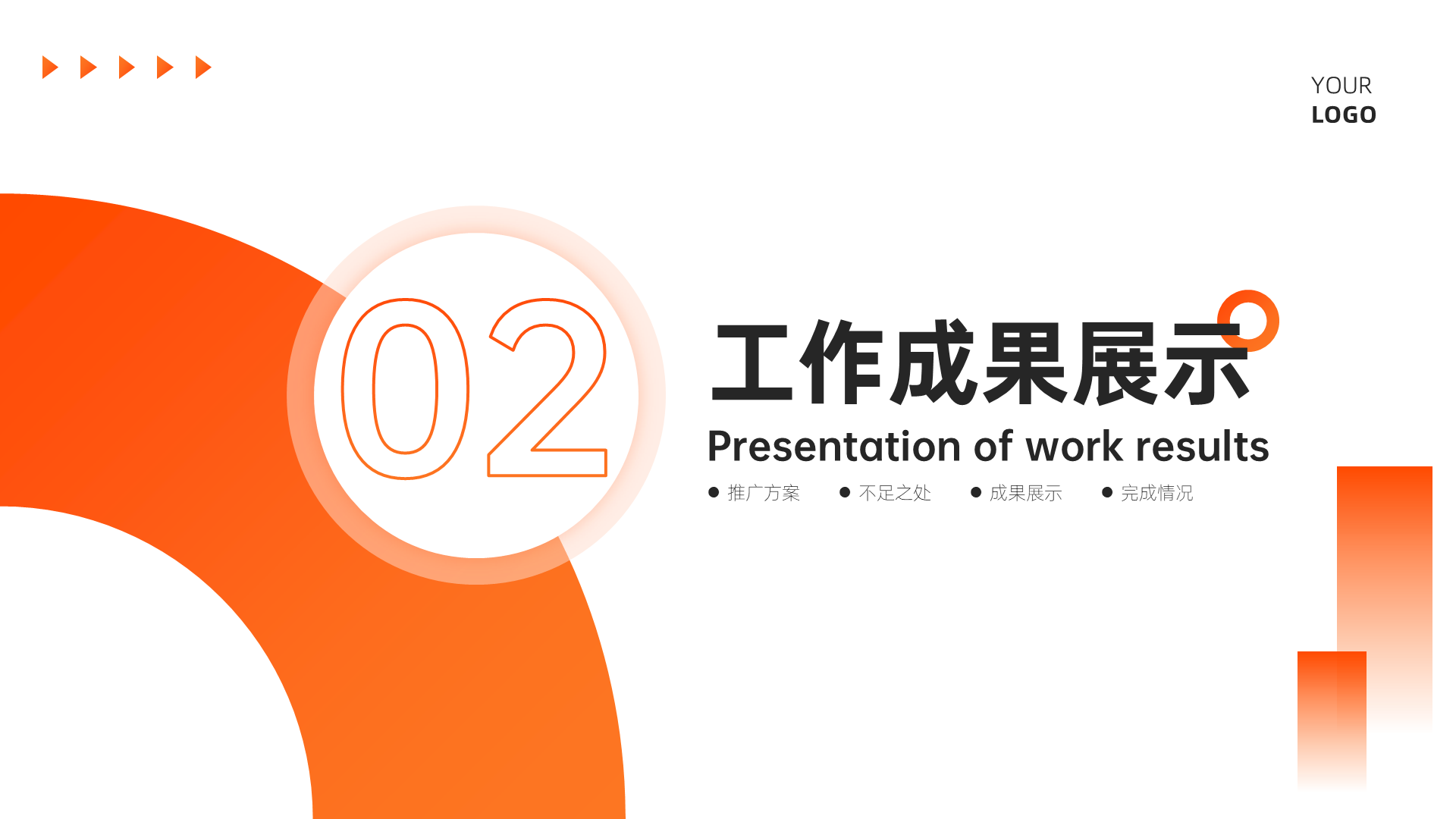 橙色商务风简约总结汇报PPT模板