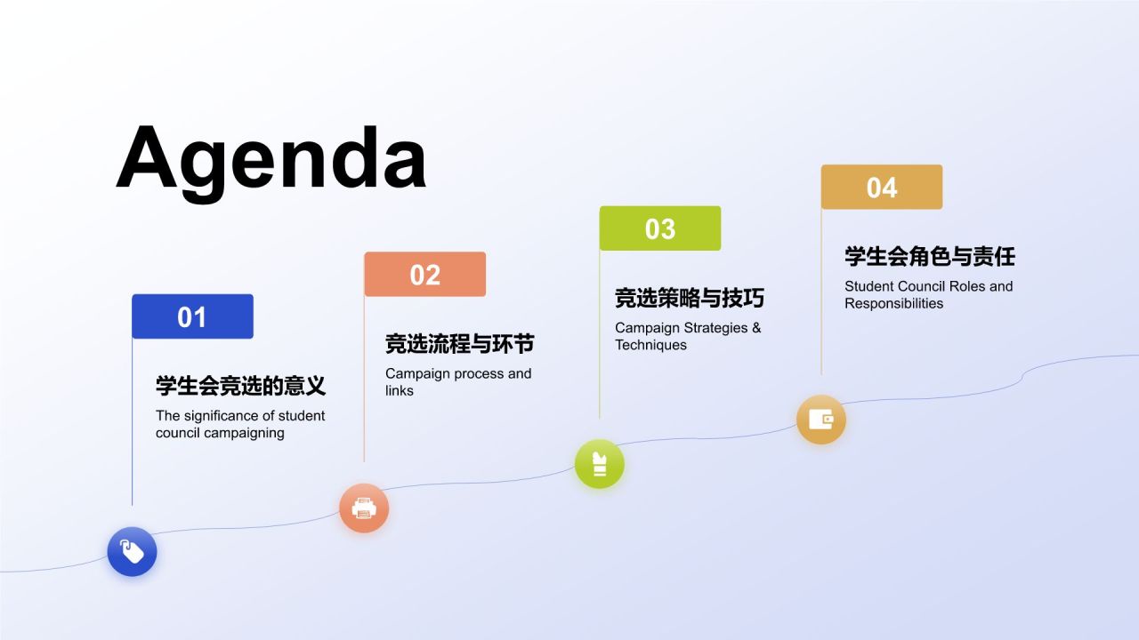 蓝色渐变风学生会竞选PPT模板