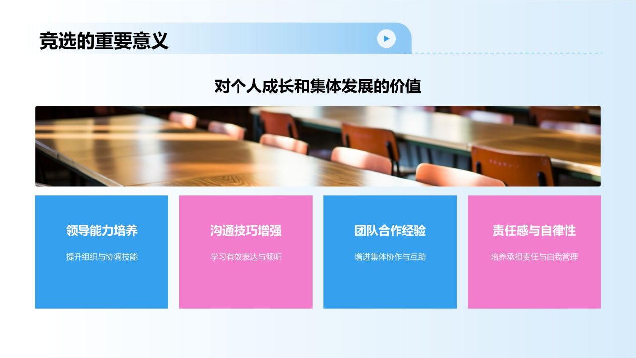 蓝色渐变风学生会竞选PPT模板