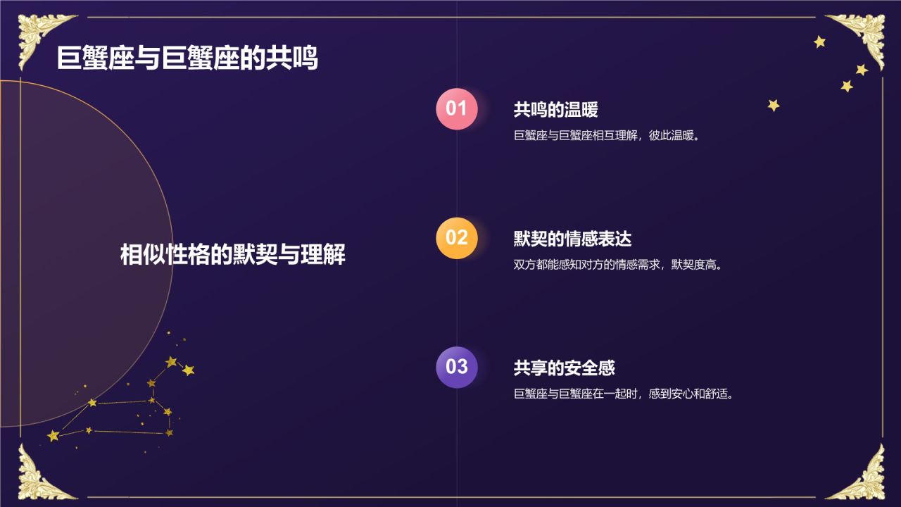 蓝粉色3D风十二星座巨蟹座性格介绍PPT模板