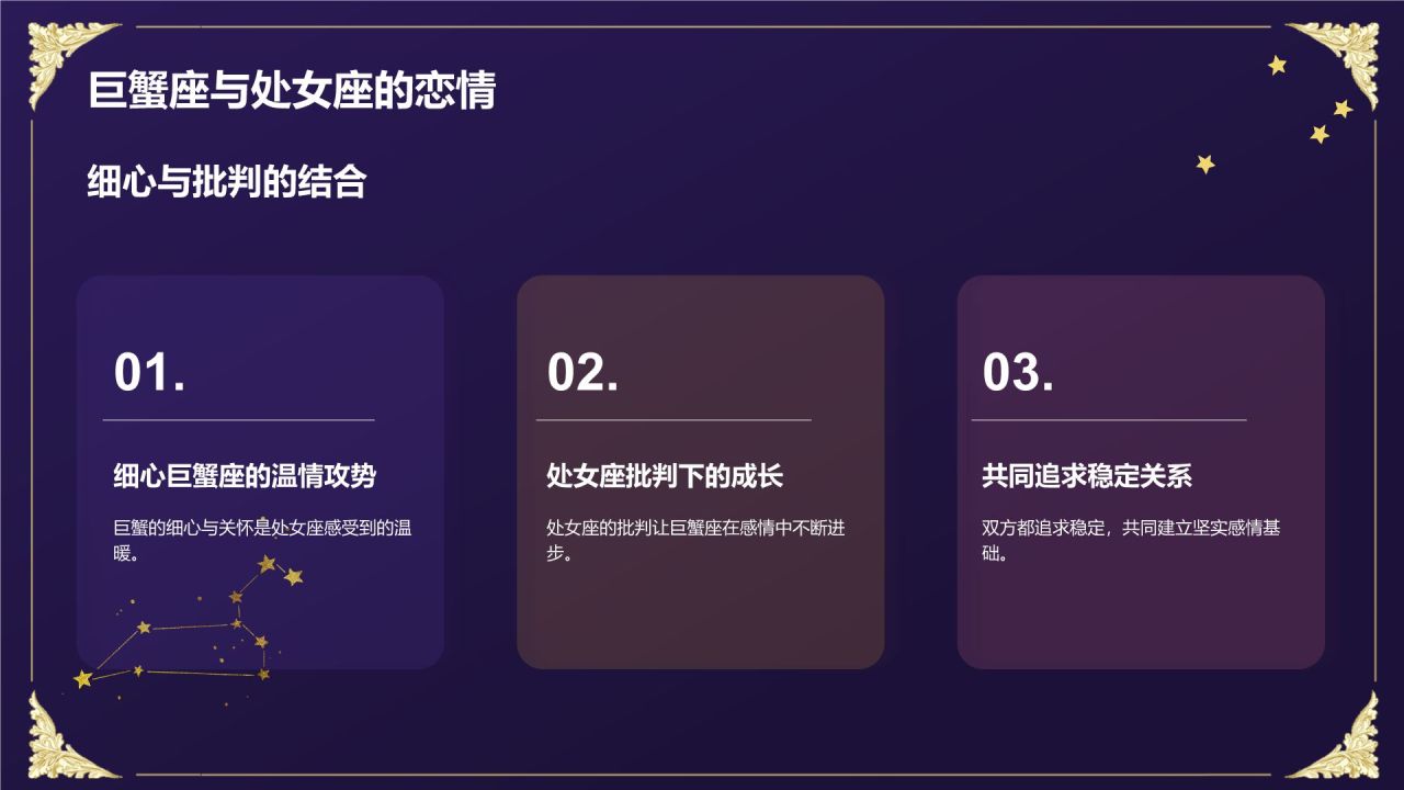 蓝粉色3D风十二星座巨蟹座性格介绍PPT模板