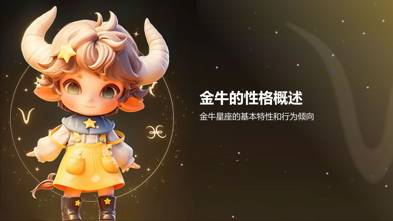 橙色3D风十二星座之金牛座性格介绍PPT模板