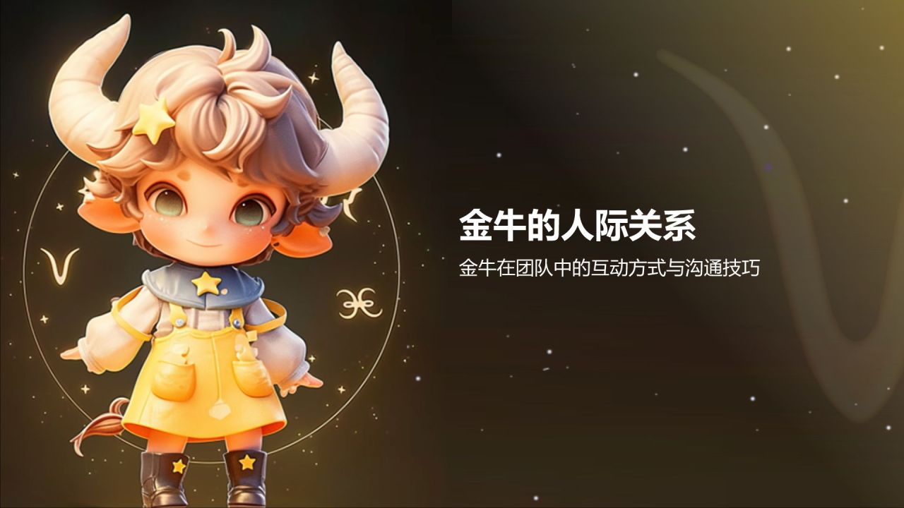 橙色3D风十二星座之金牛座性格介绍PPT模板