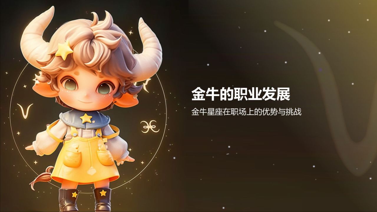 橙色3D风十二星座之金牛座性格介绍PPT模板