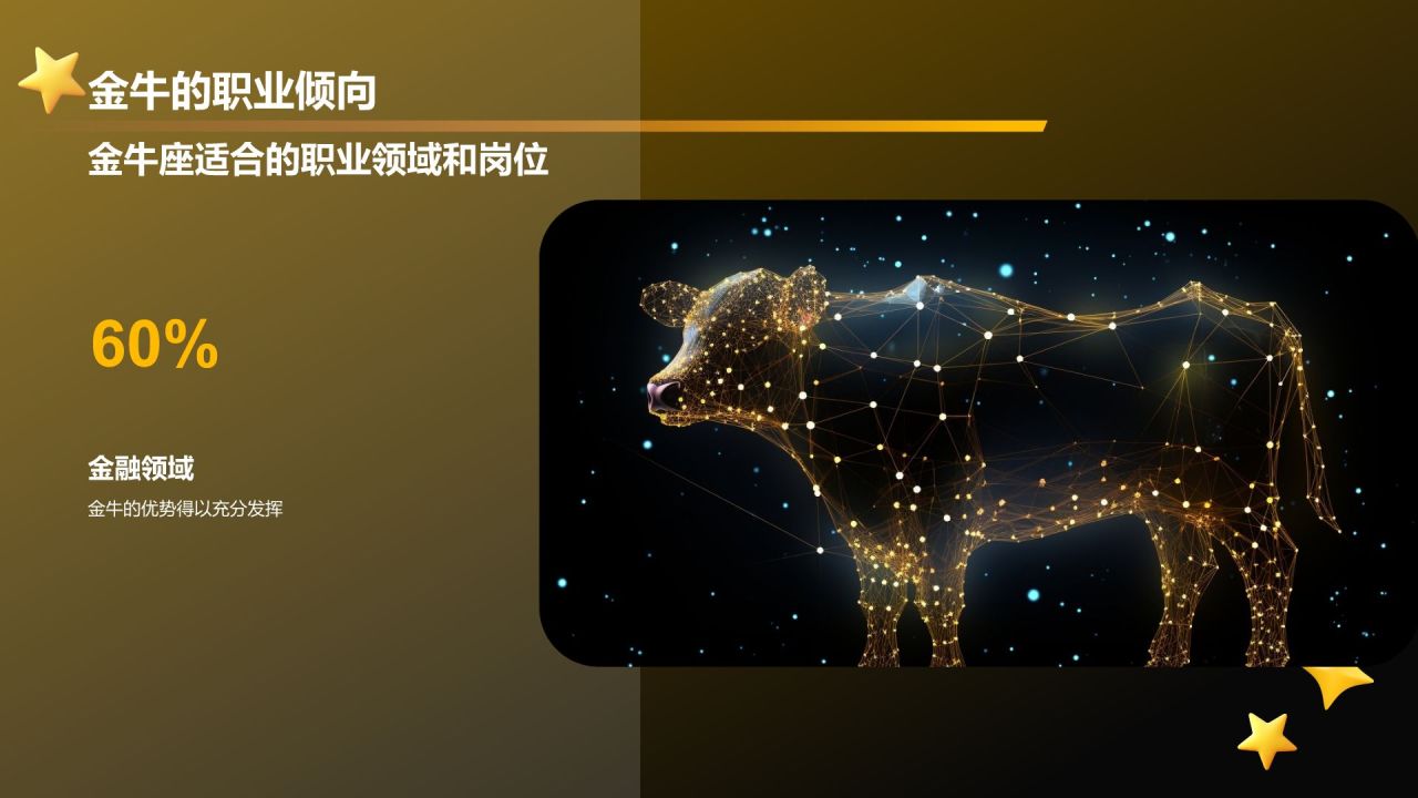 橙色3D风十二星座之金牛座性格介绍PPT模板