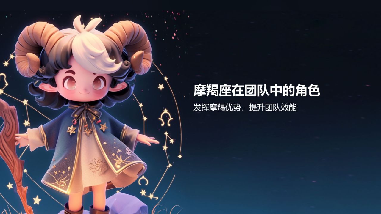 蓝色3D风十二星座之摩羯座性格介绍PPT模板