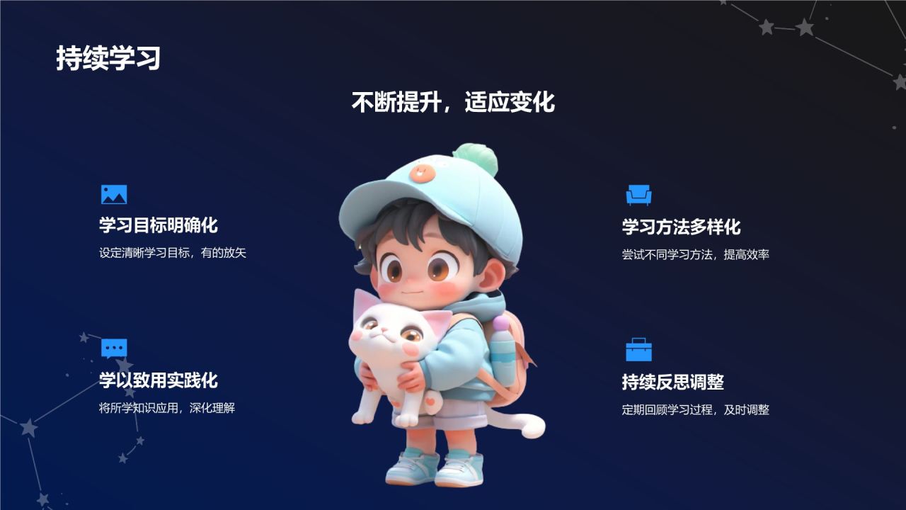 蓝色3D风十二星座之摩羯座性格介绍PPT模板
