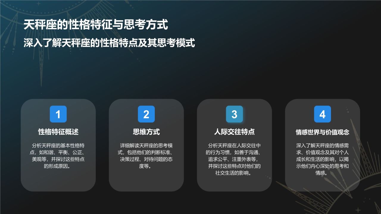 蓝色3D风十二星座之天秤座性格介绍PPT模板