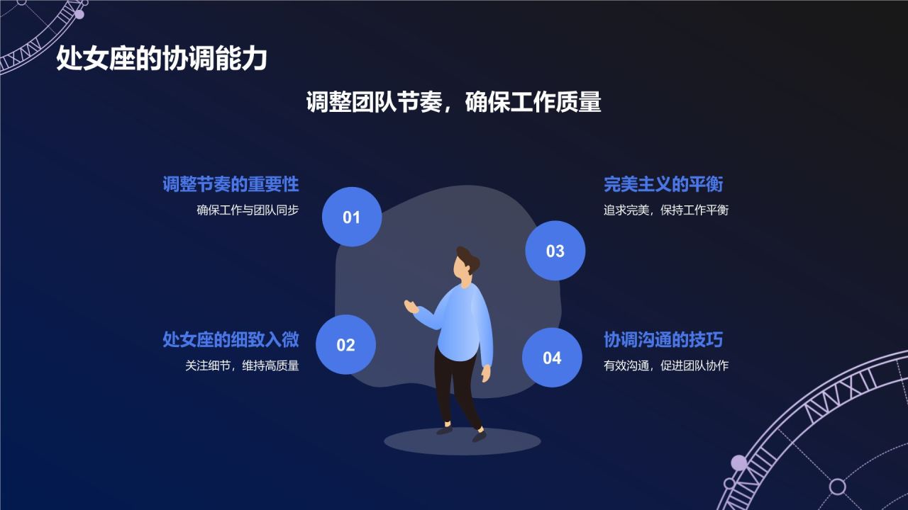 蓝色3D风十二星座之处女座性格介绍PPT模板
