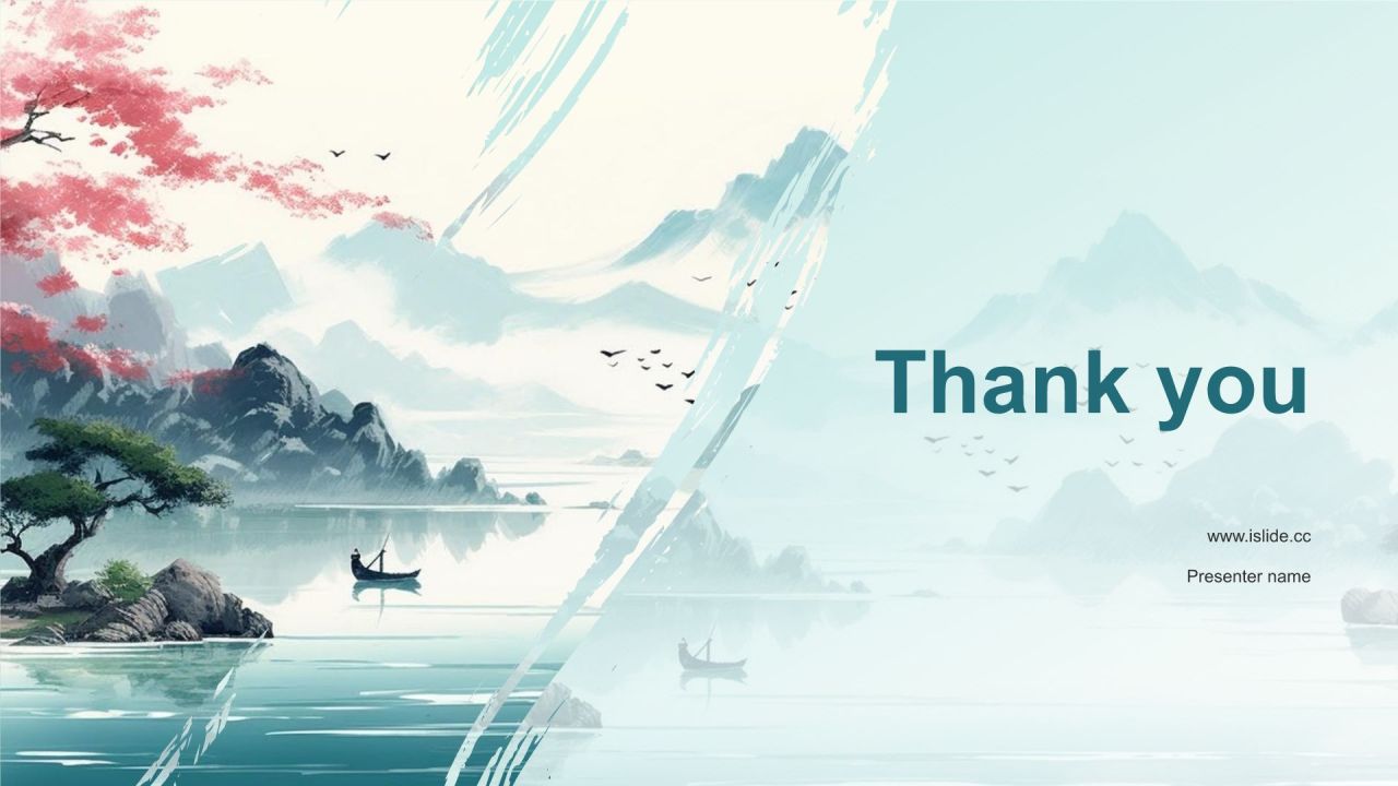 蓝色水墨风语文古诗词鉴赏PPT模板