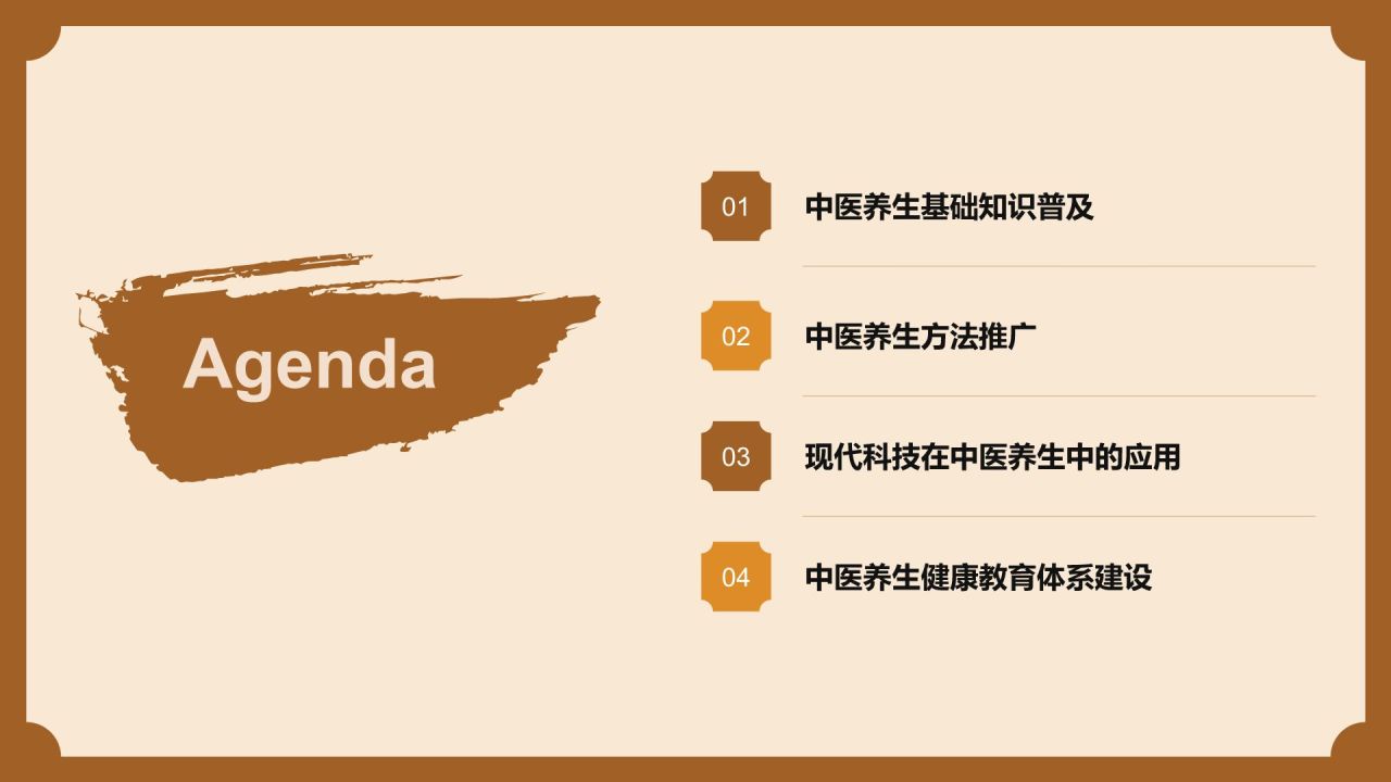 橙色复古风中医养生PPT模板