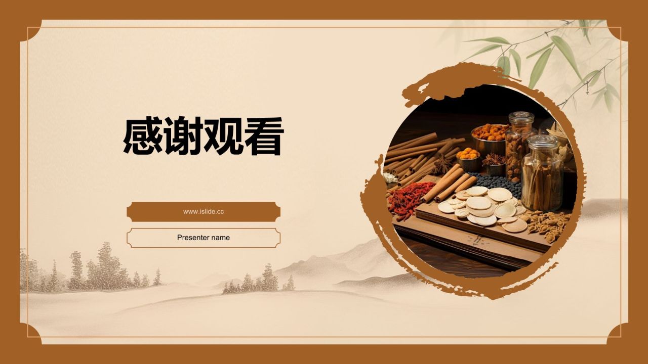 橙色复古风中医养生PPT模板