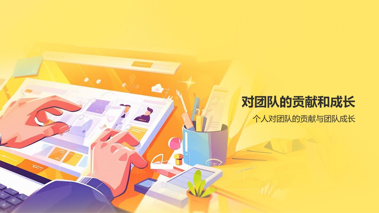 橙色插画风实习期转正述职报告PPT模板