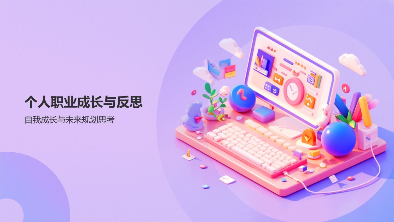 紫色插画风实习期转正述职报告PPT模板