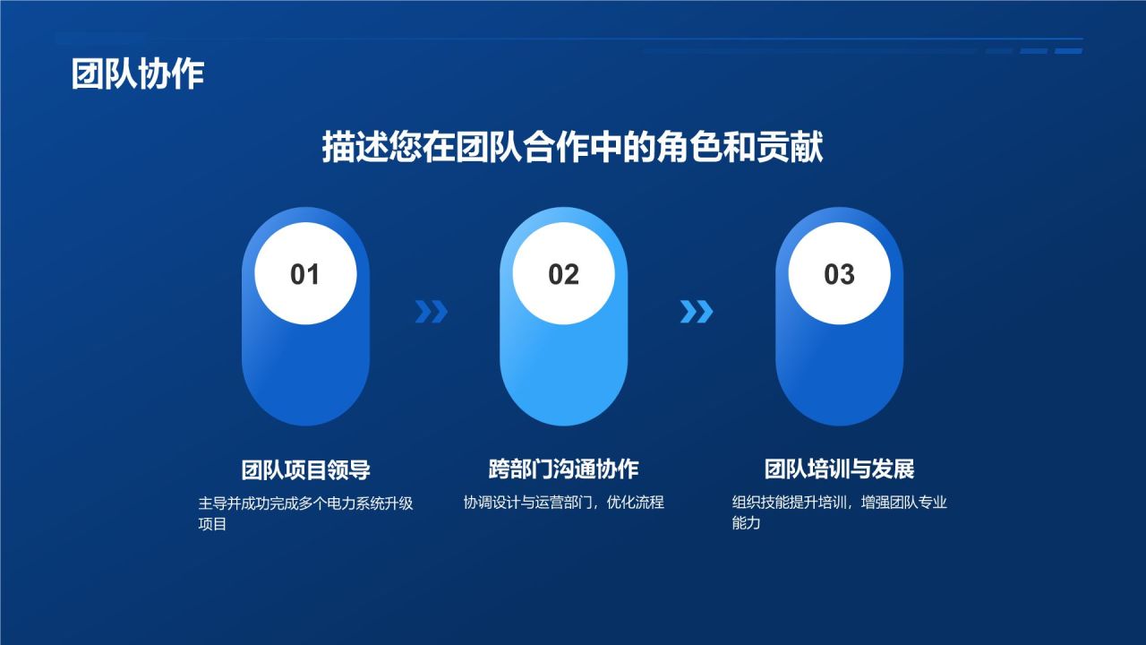 蓝色渐变风电力行业求职简历模板PPT模板