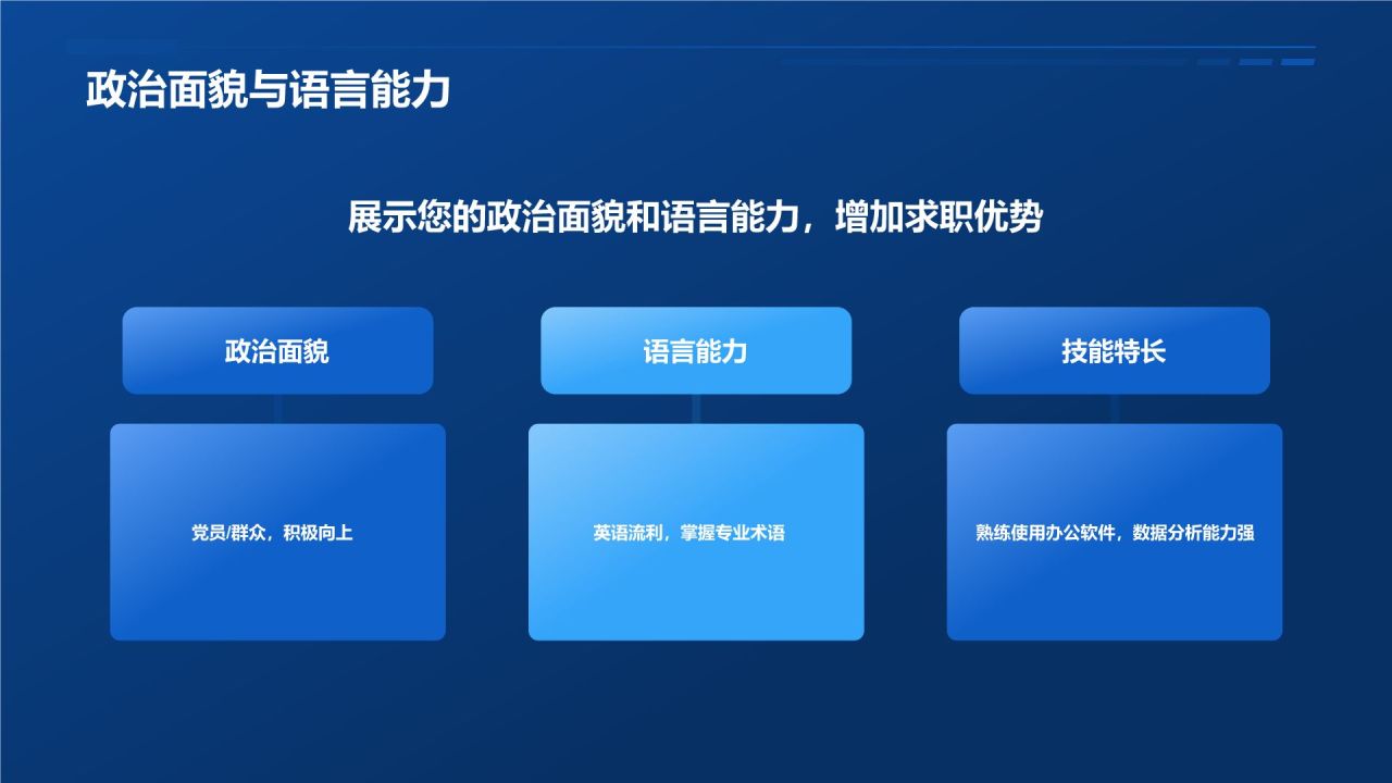 蓝色渐变风电力行业求职简历模板PPT模板