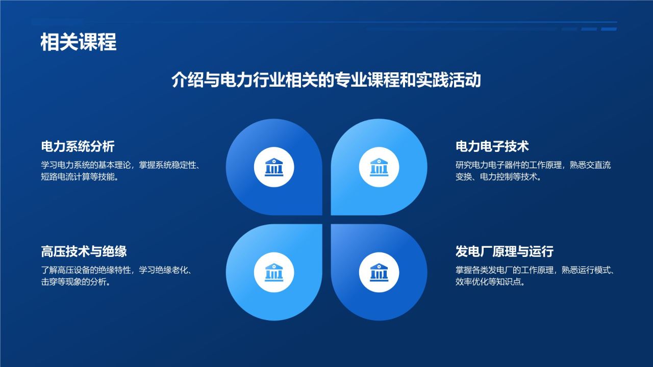 蓝色渐变风电力行业求职简历模板PPT模板